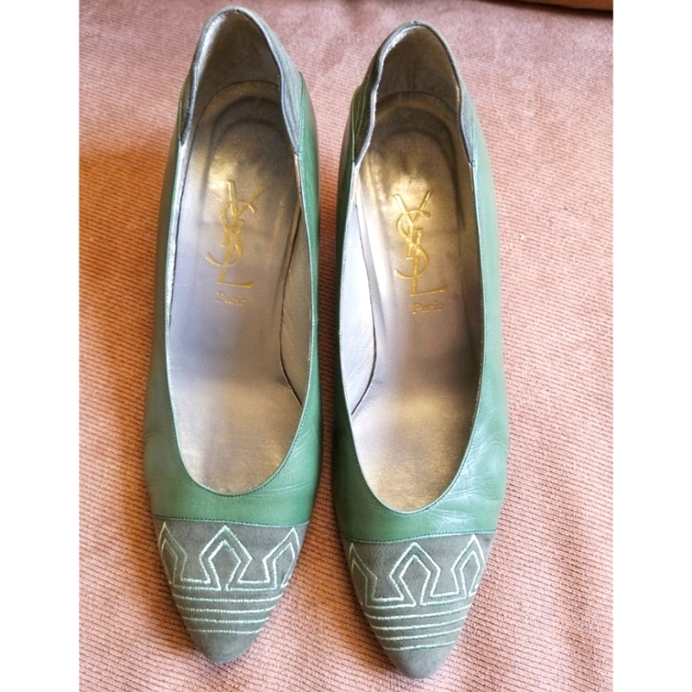 YSL green pumps